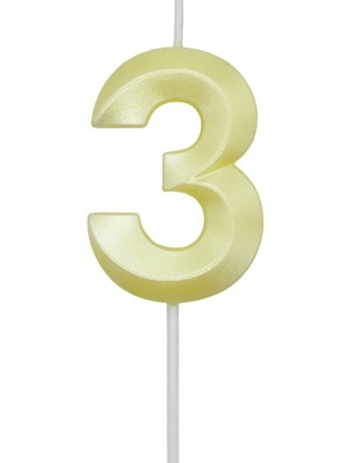 VELA MINI DESIGN AMARELO CANDY NUMERO 3 SILVER FESTAS