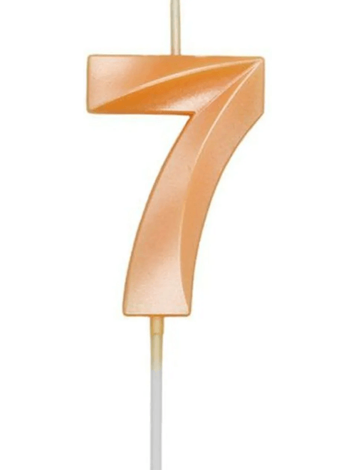VELA MINI DESIGN LARANJA CANDY NUMERO 7 SILVER FESTAS