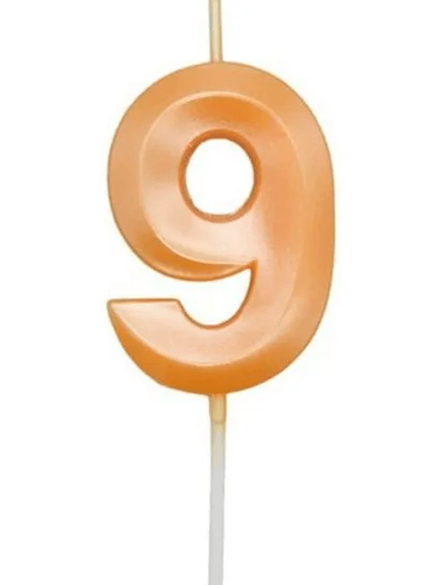 VELA MINI DESIGN LARANJA CANDY NUMERO 9 SILVER FESTAS