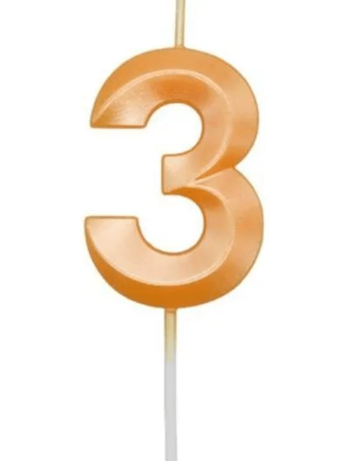 VELA MINI DESIGN LARANJA CANDY NUMERO 3 SILVER FESTAS