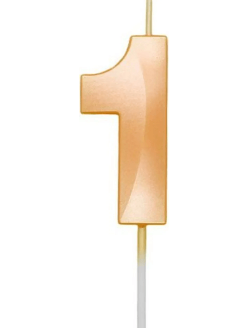 VELA MINI DESIGN LARANJA CANDY NUMERO 1 SILVER FESTAS