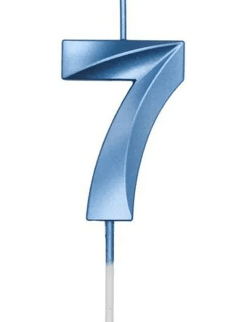 VELA MINI DESIGN AZUL NUMERO 7 SILVER FESTAS