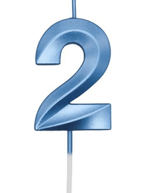 VELA MINI DESIGN AZUL NUMERO 2 SILVER FESTAS