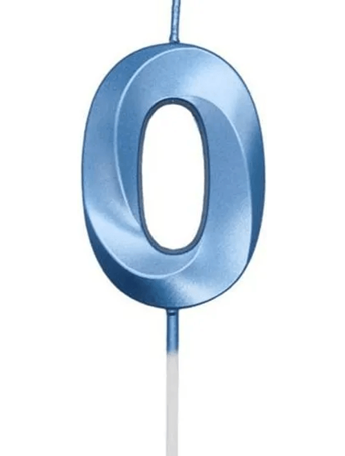 VELA MINI DESIGN AZUL NUMERO 0 SILVER FESTAS