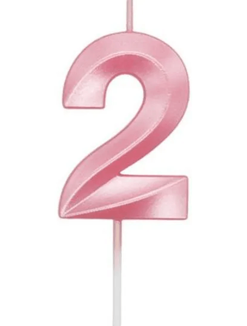 VELA MINI DESIGN ROSA CANDY NUMERO 2 SILVER FESTAS