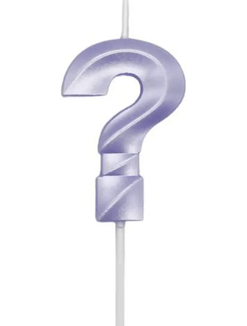 VELA MINI DESIGN LILAS CANDY INTERROGACAO SILVER FESTAS
