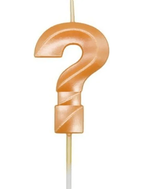 VELA MINI DESIGN LARANJA CANDY INTERROGACAO SILVER FESTAS