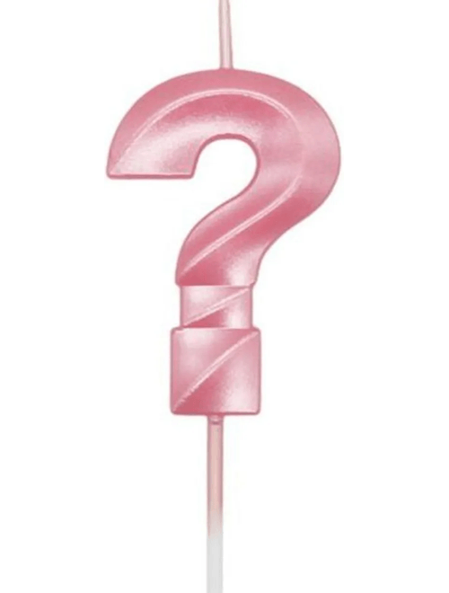 VELA MINI DESIGN ROSA CANDY INTERROGACAO SILVER FESTAS