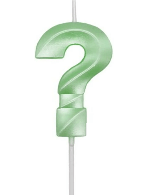 VELA MINI DESIGN VERDE CANDY INTERROGACAO SILVER FESTAS