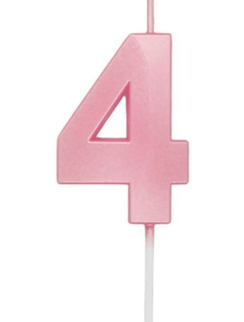 VELA DESIGN ROSA CANDY NUMERO 4 SILVER FESTAS