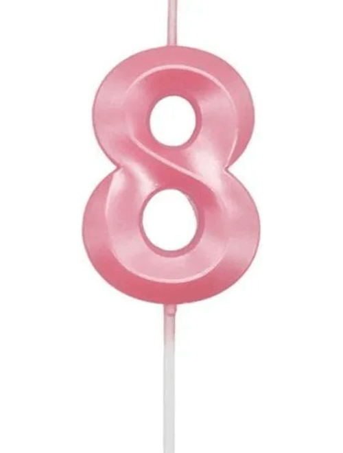 VELA DESIGN ROSA CANDY NUMERO 8 SILVER FESTAS