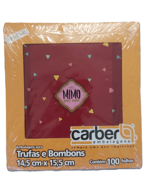 EMBALAGEM PARA TRUFAS E BOMBONS 14,5X15,5CM MIMO ROSA COM 100 UNIDADES CARBER