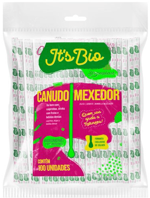 CANUDO MEXEDOR CRISTAL BIODEGRADAVEL COM 100 UNIDADES STRAWPLAST