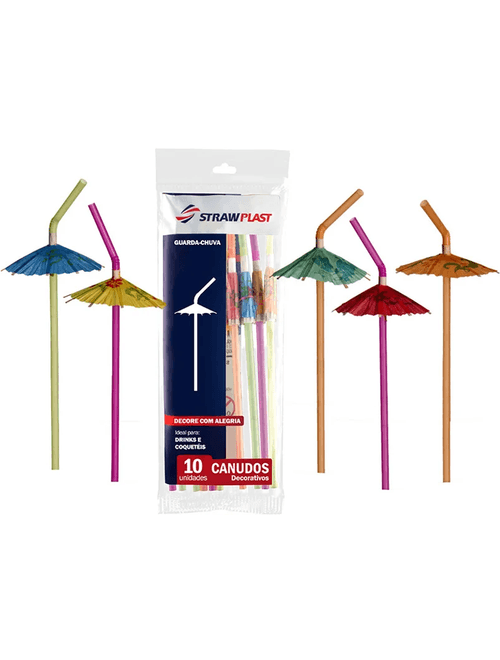 CANUDO DECORATIVO GUARDA-CHUVA COM 10 UNIDADES STRAWPLAST