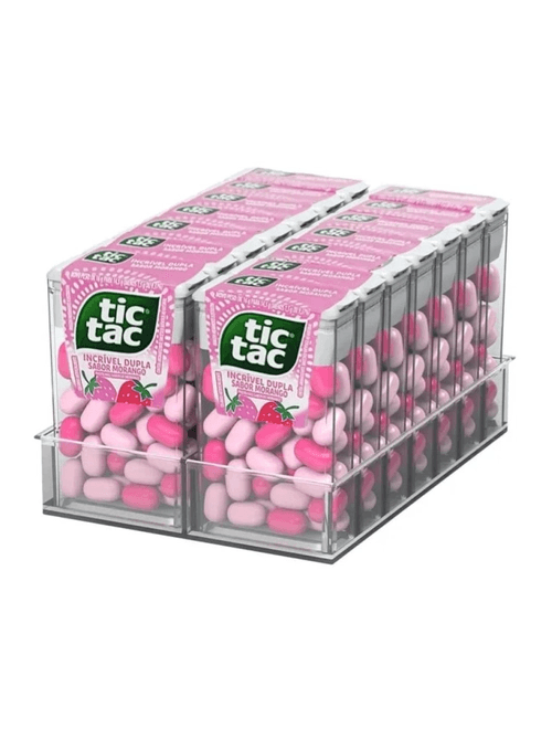 PASTILHA DUPLO SABOR MORANGO TIC TAC DISPLAY COM 14 UNIDADES DE 14,5G CADA