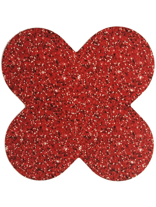 FORMA 4 PETALAS 3,3X2,5X3,3CM GLITTER VERMELHO COM 50 UNIDADES GRUPO TOYS