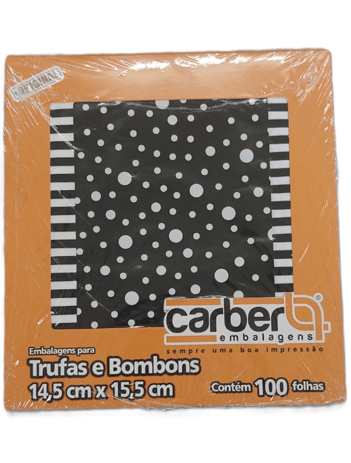 EMBALAGEM PARA TRUFAS E BOMBONS 14,5X15,5CM PRETO POA COM 100 UNIDADES CARBER