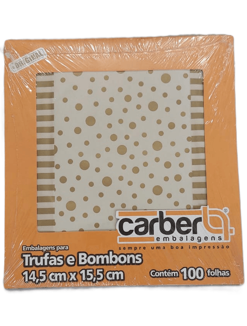 EMBALAGEM PARA TRUFAS E BOMBONS 14,5X15,5CM MARFIM POA COM 100 UNIDADES CARBER
