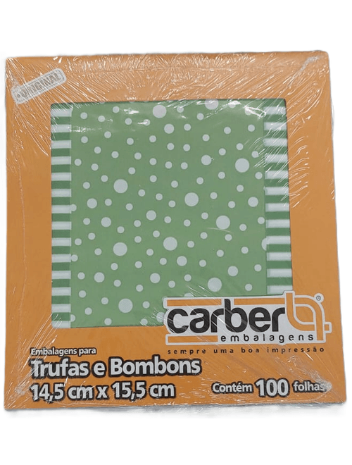 EMBALAGEM PARA TRUFAS E BOMBONS 14,5X15,5CM PISTACHE POA COM 100 UNIDADES CARBER