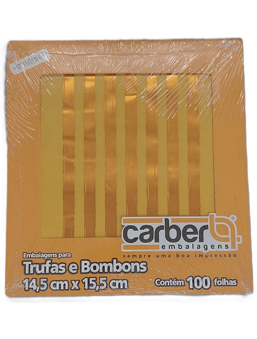 EMBALAGEM PARA TRUFAS E BOMBONS 14,5X15,5CM AMARELO COM LARANJA COM 100 UNIDADES CARBER