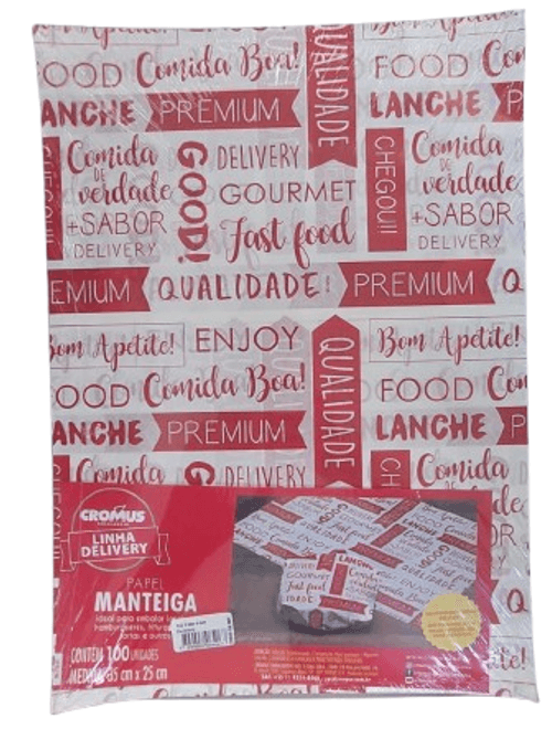 PAPEL MANTEI DELIVERY 35X25CM COM 100 UNIDADES CROMUS
