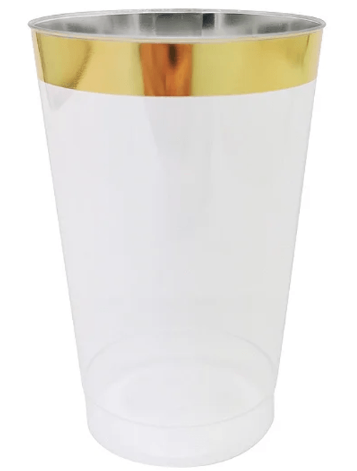 COPO DESCARTAVEL LUXO COM BORDA OURO 340ML COM 4 UNIDADES MAKE+