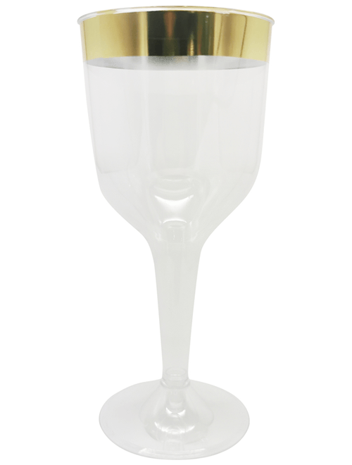 TACA DE VINHO DESCARTAVEL LUXO COM BORDA DOURADA 280ML COM 4 UNIDADES MAKE+