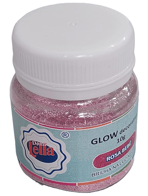 PO PARA DECORACAO ROSA BEBE BRILHA NA LUZ NEGRA 7G DONA LELLA