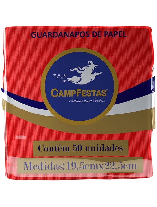 GUARDANADO CREPADO 19.5X22.5CM VERMELHO COM 50 UNIDADES CAMPFESTAS