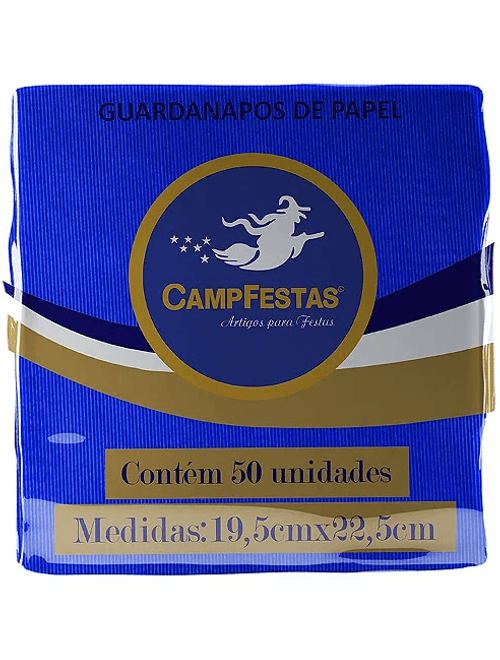 GUARDANAPO CREPADO 19.5X22.5CM AZUL ESCURO COM 50 UNIDADES CAMPFESTAS