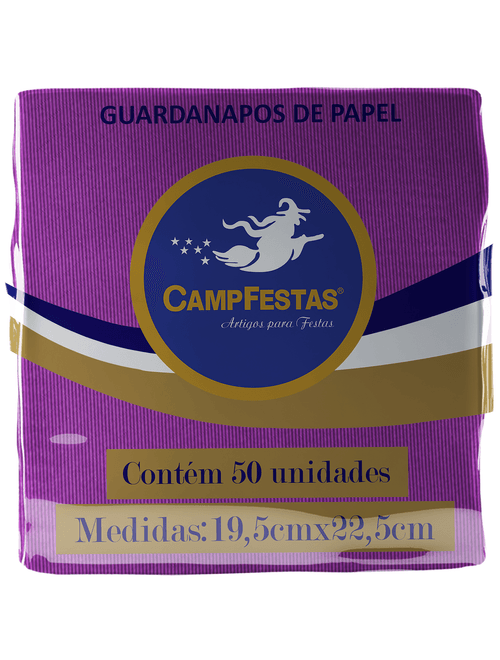 GUARDANAPO CREPADO 19.5X22.5CM ROXO COM 50 UNIDADES CAMPFESTAS