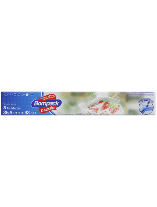 PACKZIP 26.5X32CM COM 8 UNIDADES BOMPACK