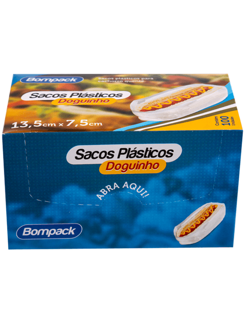 SACO PLASTICO PARA CACHORRO QUENTE 13,5X7,5CM COM 100 UNIDADES BOMPACK