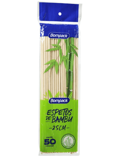 ESPETO DE BAMBU 25CM COM 50 UNIDADES BOMPACK