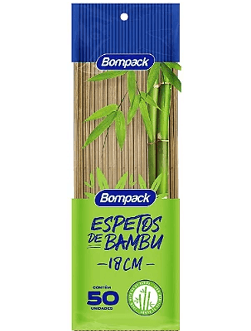 ESPETO DE BAMBU 18CM COM 50 UNIDADES BOMPACK