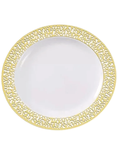 PRATO RASO REDONDO 26CM PROVENCAL DOURADO COM 6 UNIDADES MAKE+