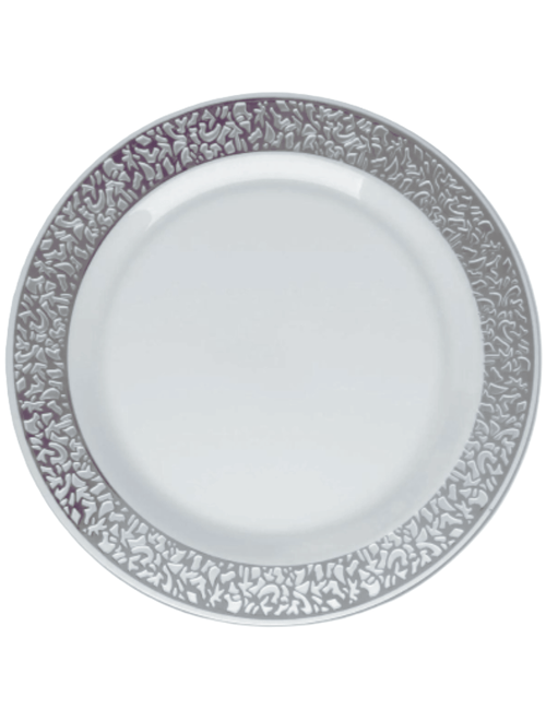 PRATO RASO REDONDO 26CM PROVENCAL PRATA COM 6 UNIDADES MAKE+