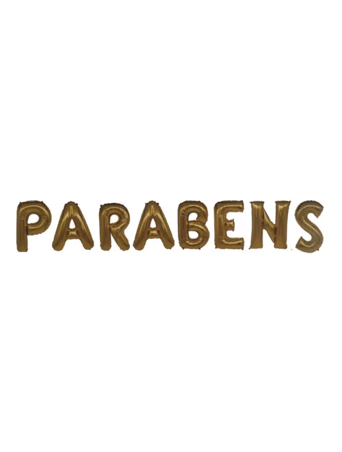 KIT BALOES 40CM COM 8 UNIDADES PARABENS DOURADO SILVER FESTAS