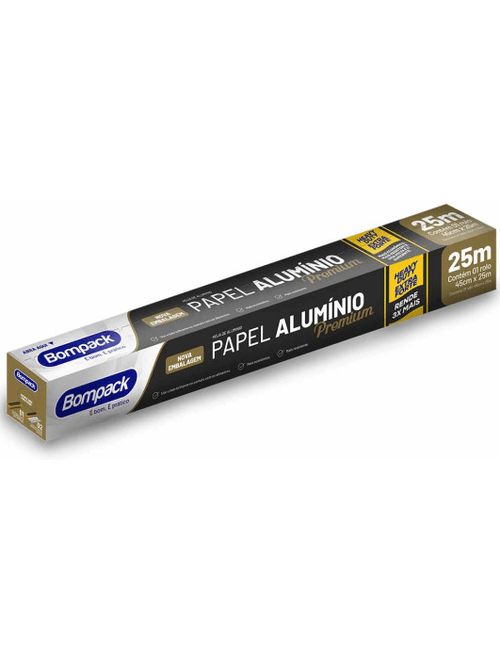 PAPEL ALUMINIO PREMIUM 45CMX25M BOMPACK
