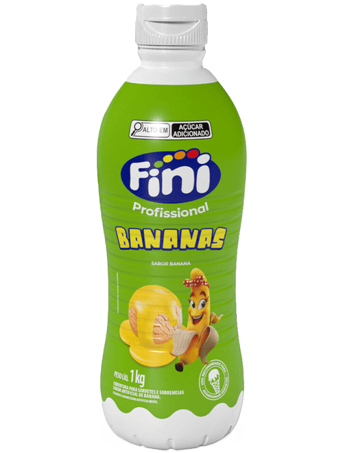 CALDA PARA SORVETES E SOBREMESAS SABOR BANANA 1KG FINI