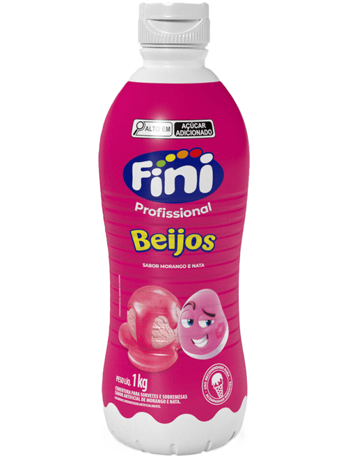 CALDA PARA SORVETES E SOBREMESAS SABOR MORANGO E NATA 1KG FINI