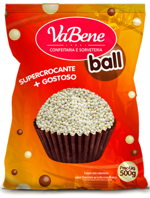CEREAL MICRO COBERTO DE  CHOCOLATE BRANCO 500G VABENE