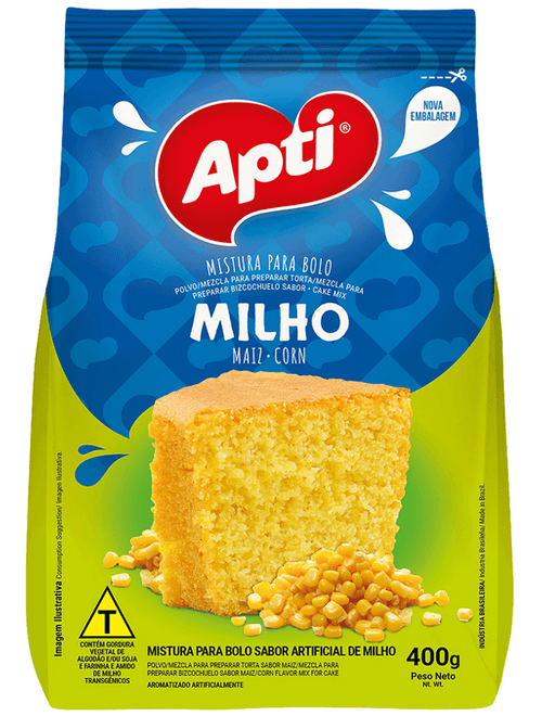 MISTURA PARA BOLO SABOR ARTIFICIAL DE MILHO 400G APTI