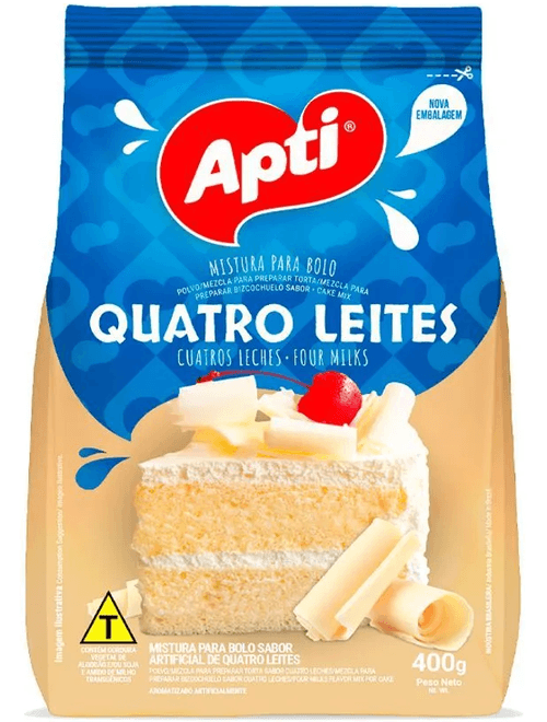 MISTURA PARA BOLO SABOR ARTIFICIAL DE QUATRO LEITES 400G APTI