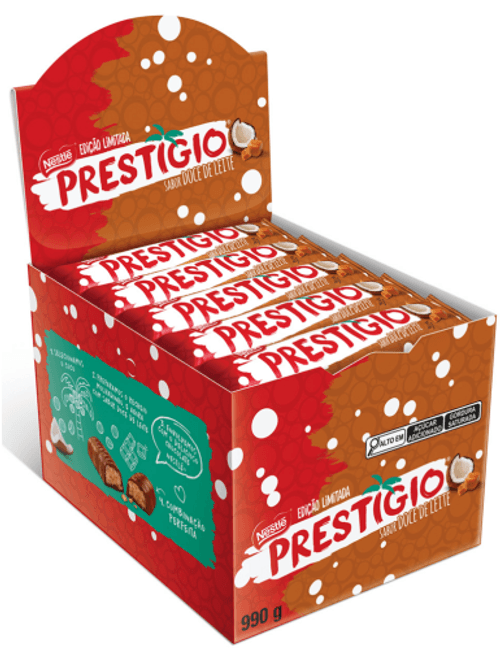 CHOCOLATE PRESTIGIO SABOR DOCE DE LEITE COMTEM 30 UNIDADES DE 33G CADA NESTLE