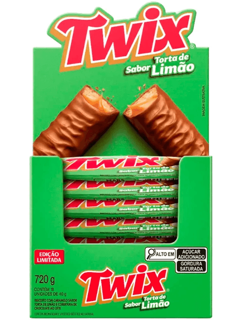 CHOCOLATE TWIX TORTA DE LIMAO CONTEM 18 UNIDADES DE 40G CADA