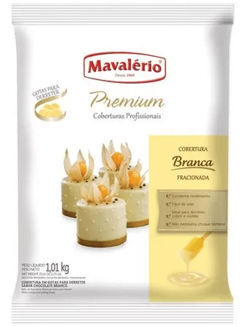 CHOCOLATE EM GOTAS BRANCO PREMIUM 1.01KG MAVALERIO