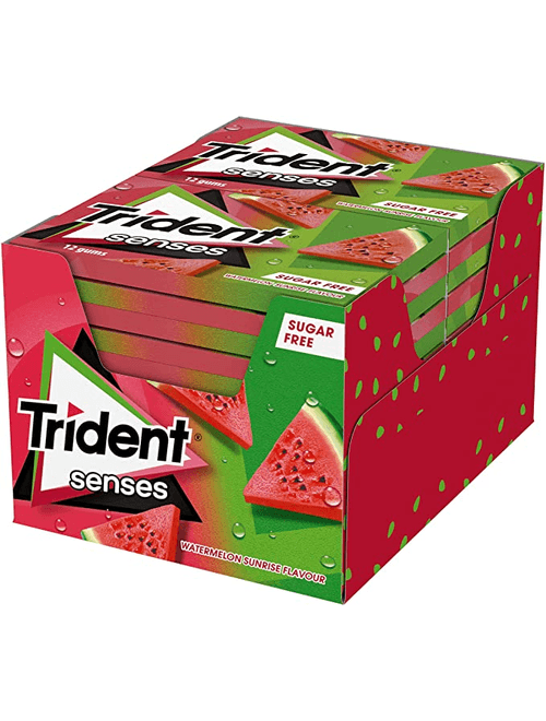 CHICLETE TRIDENT SENSES MELANCIA COM 12 UNIDADES DE 23G CADA