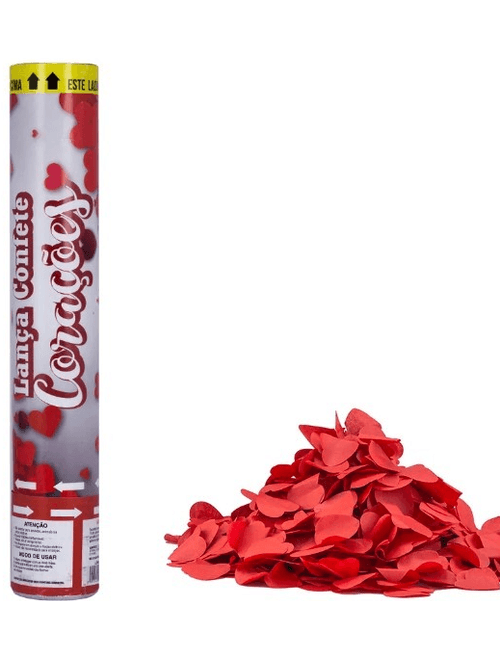 LANCA CONFETE 30CM CORACOES SILVER FESTAS