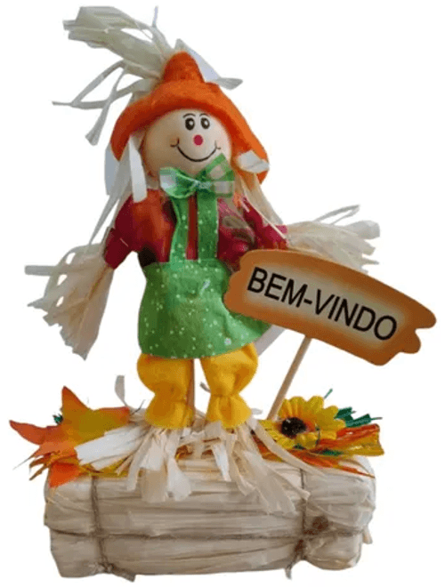 ENFEITE JUNINO ESPANTALHO BEM-VINDO 25CM SILVER FESTAS